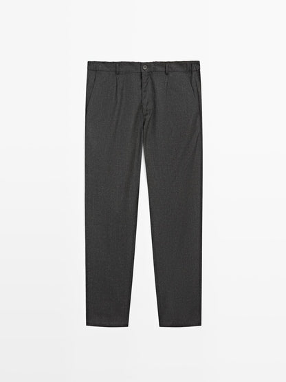 Straight-leg check texture trousers