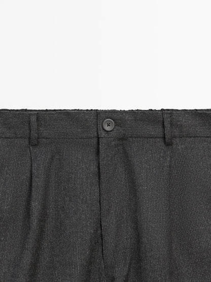 Straight-leg check texture trousers