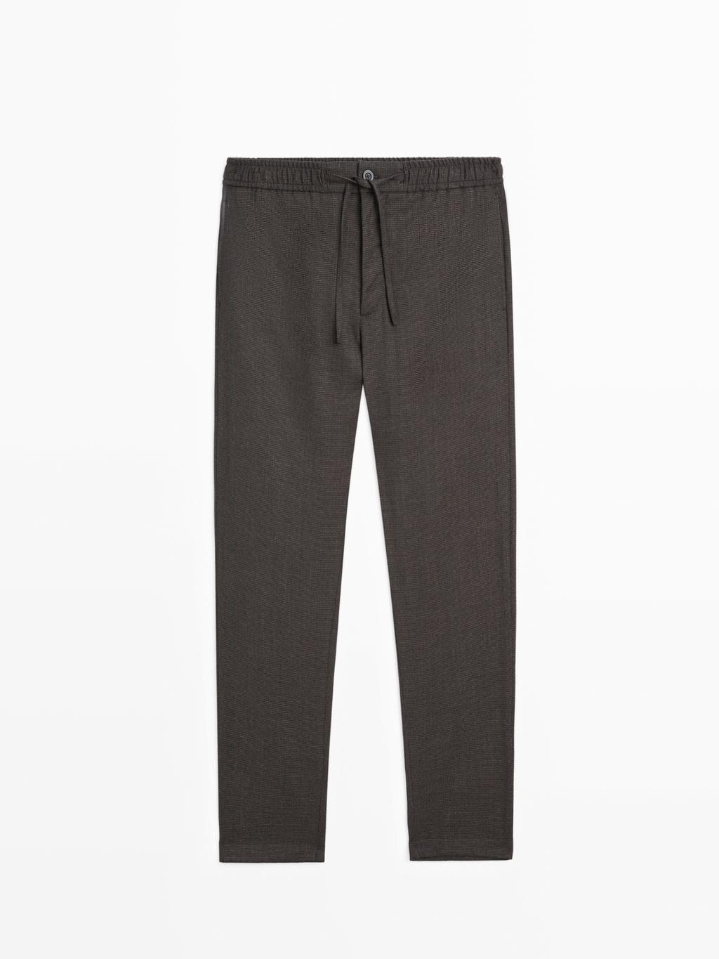 Houndstooth wool blend trousers