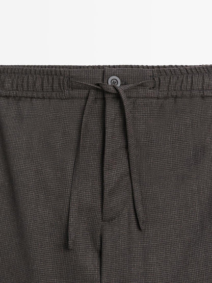 Houndstooth wool blend trousers
