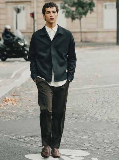 Houndstooth wool blend trousers