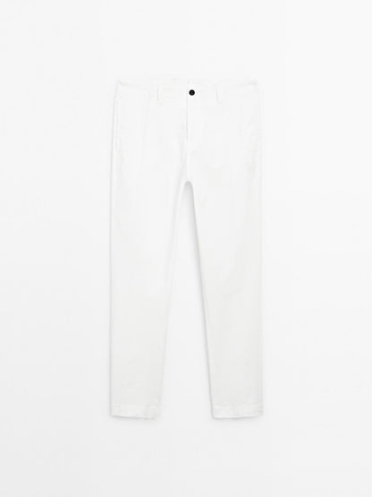 Slim fit textured trousers