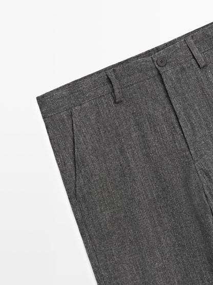 Straight-leg wool blend trousers