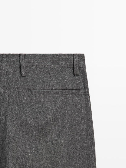 Straight-leg wool blend trousers