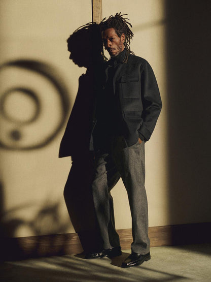 Straight-leg wool blend trousers