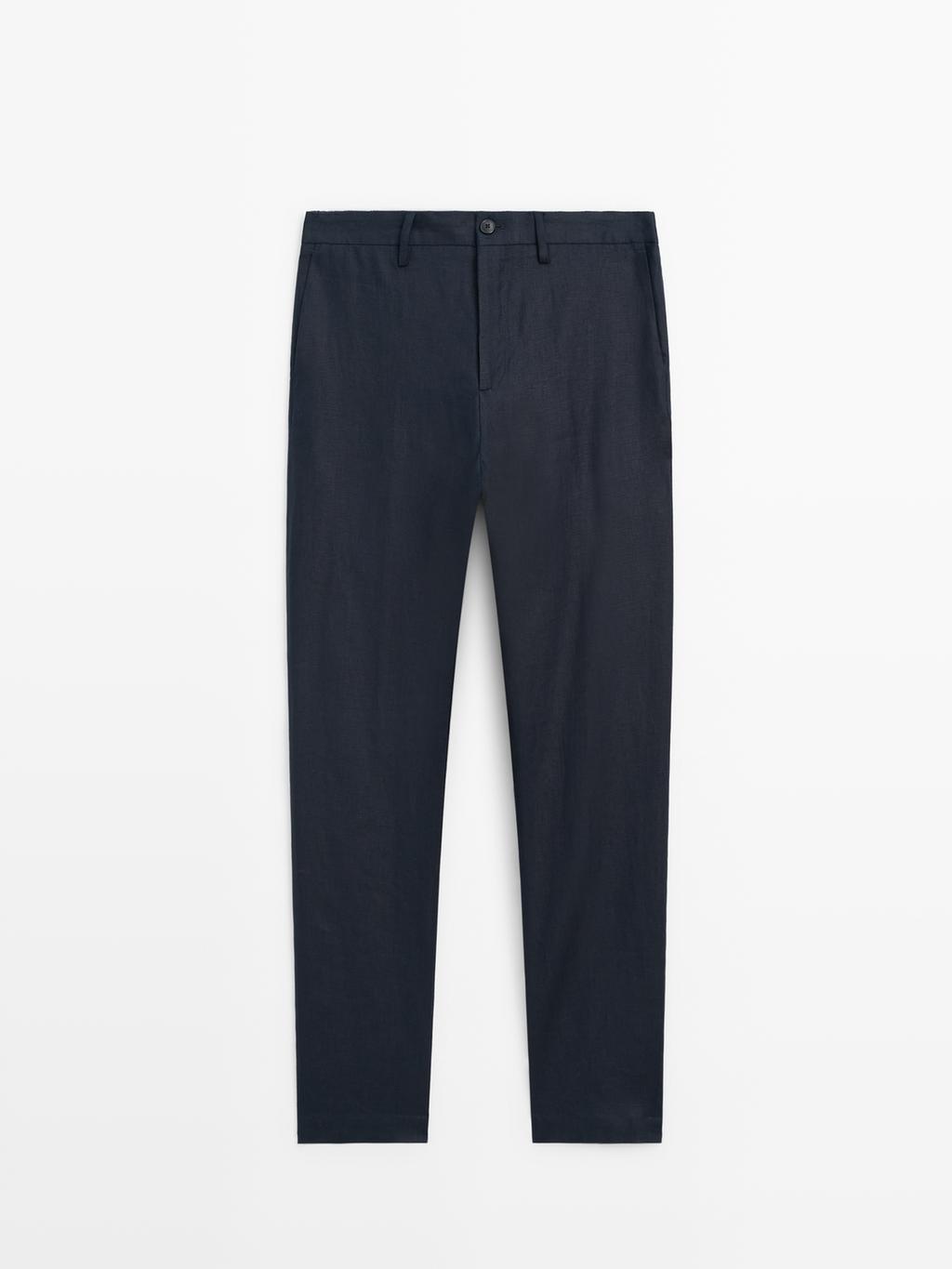 100% linen regular fit trousers