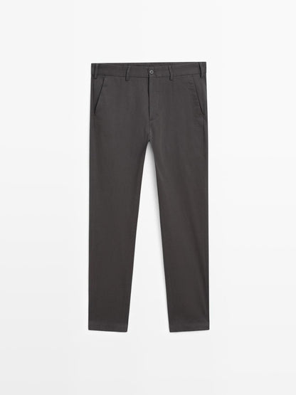 Slim fit twill trousers