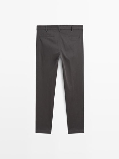 Slim fit twill trousers