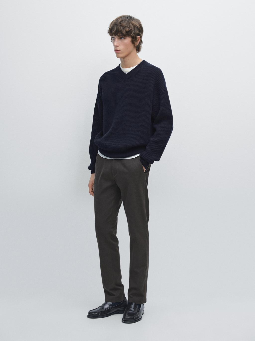 Slim fit twill trousers