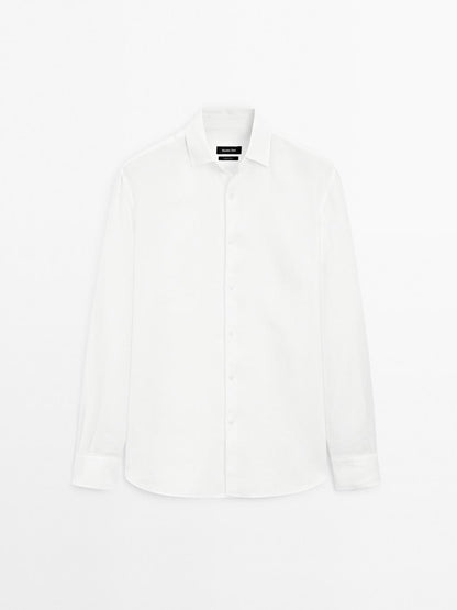 Slim fit linen blend shirt