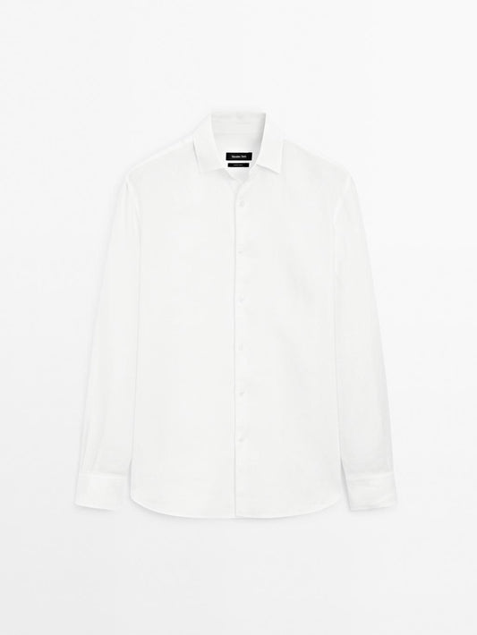 Slim fit linen blend shirt