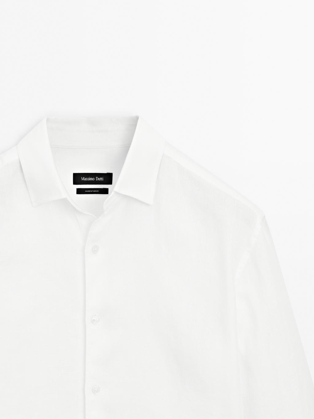 Slim fit linen blend shirt