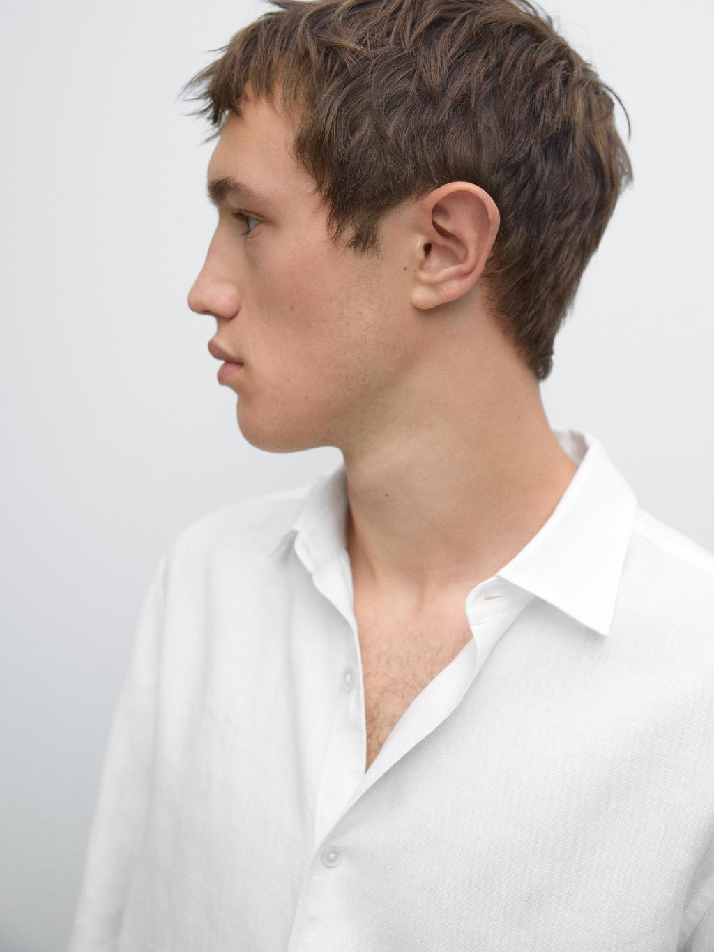 Slim fit linen blend shirt