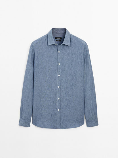 Regular fit faded linen shirt