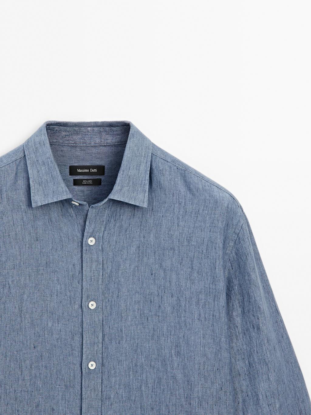 Regular fit faded linen shirt