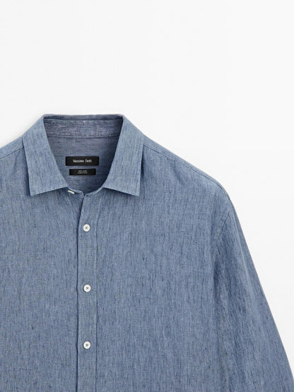 Regular fit faded linen shirt