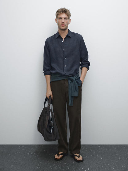 100% linen slim fit shirt