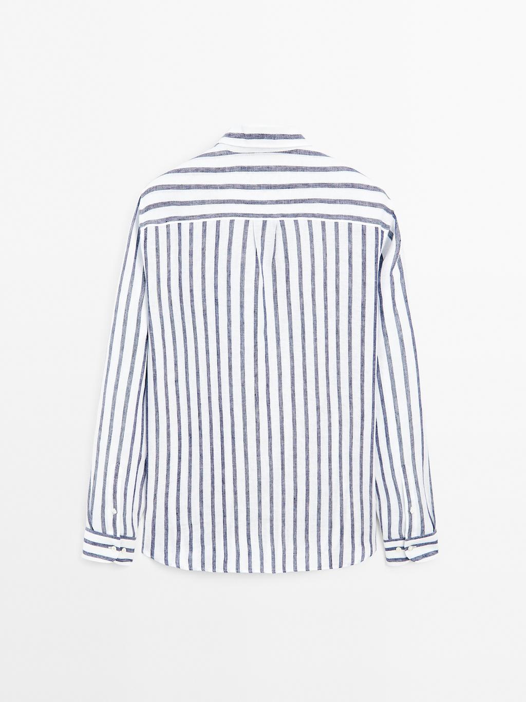 Regular fit striped linen shirt