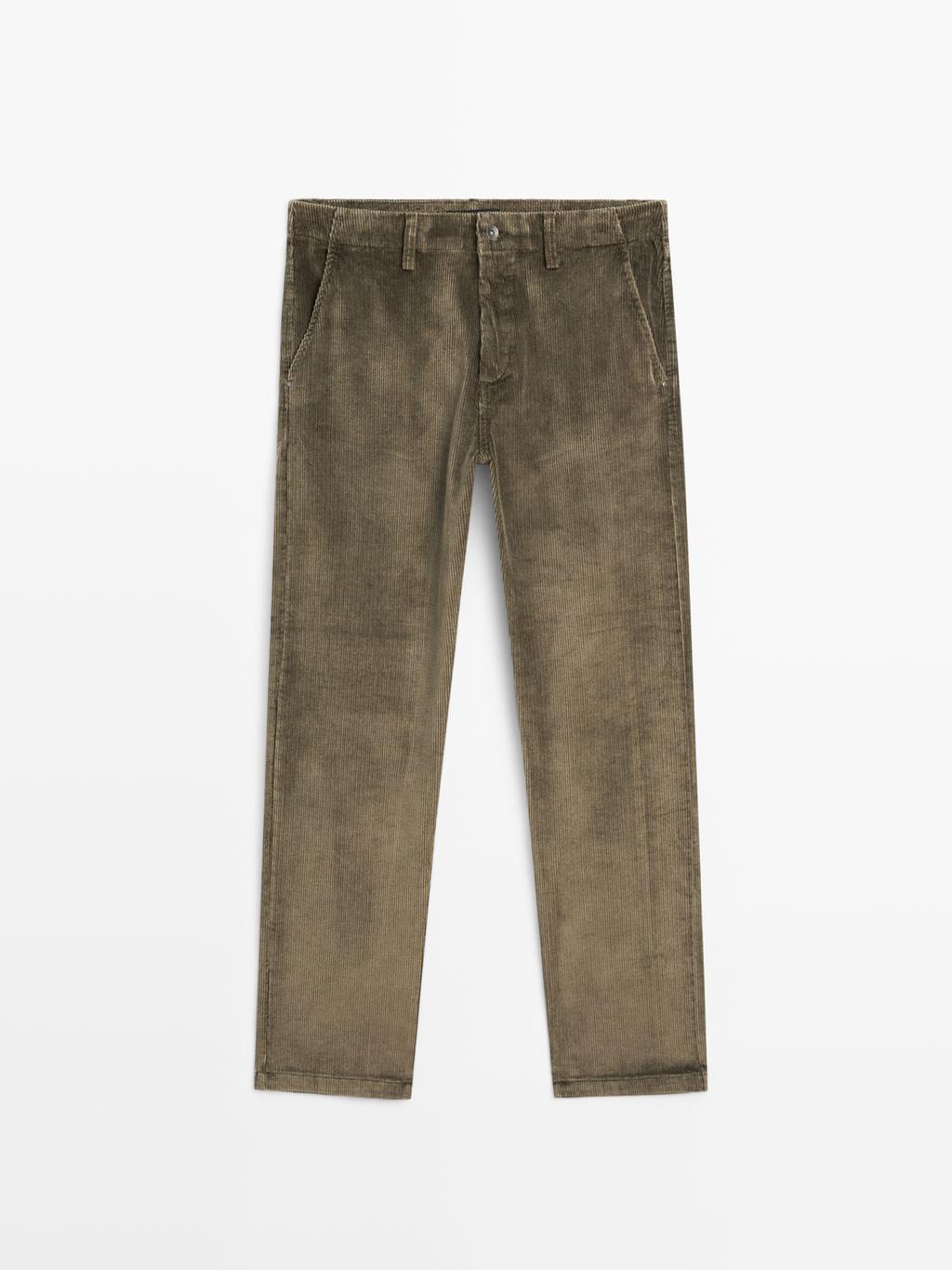 Relaxed fit corduroy denim-effect trousers