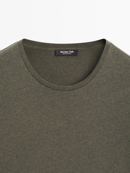 Lightweight short sleeve cotton melange T-shirt