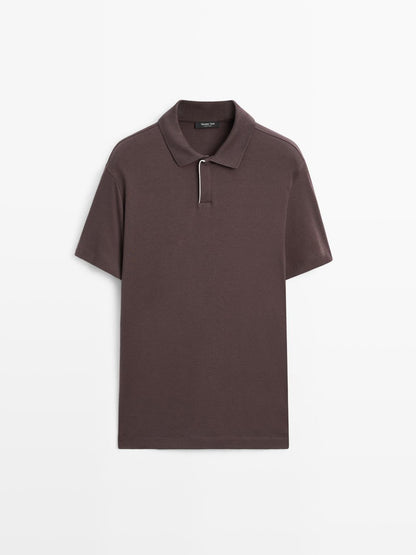 Short sleeve polo shirt with placket detail