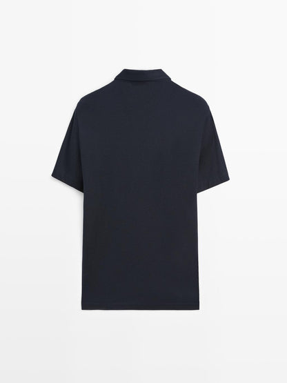 Short sleeve polo shirt with contrast seam detail