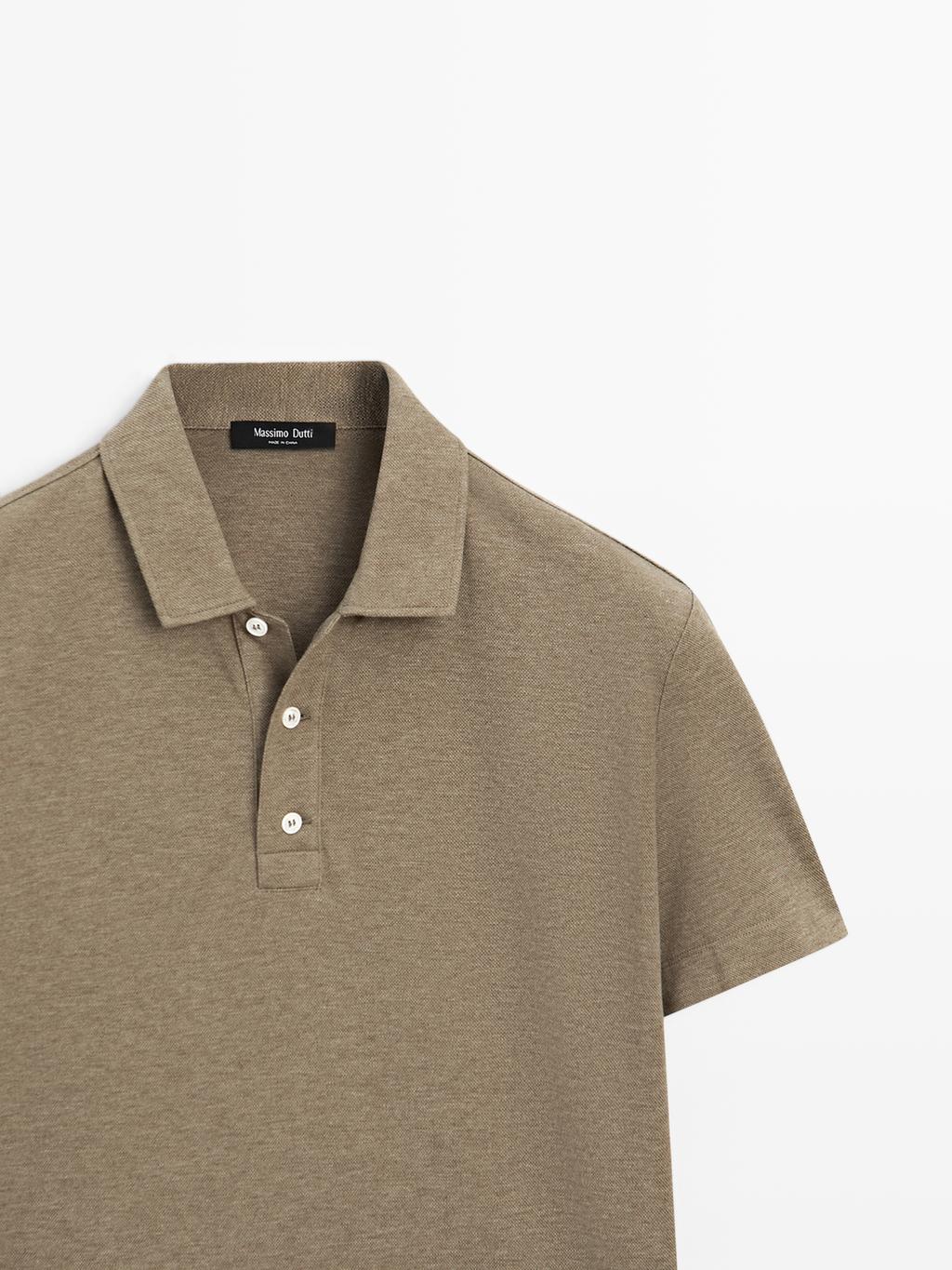 100% cotton melange short sleeve polo shirt