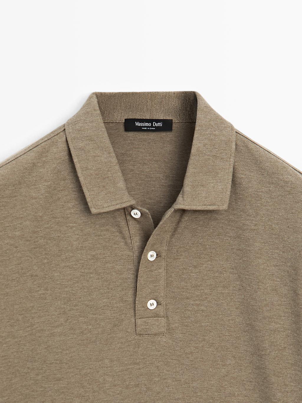 100% cotton melange short sleeve polo shirt