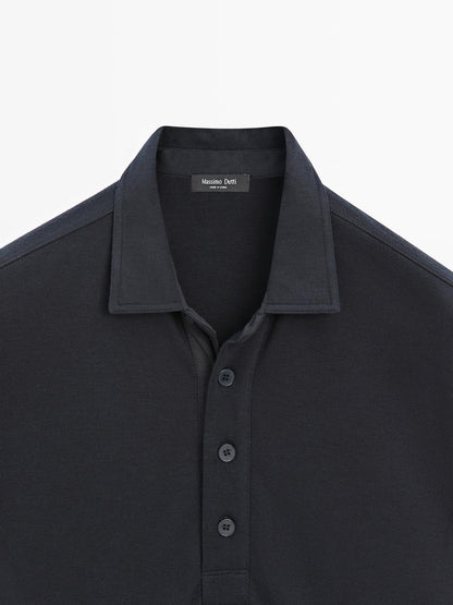 Textured long sleeve polo shirt