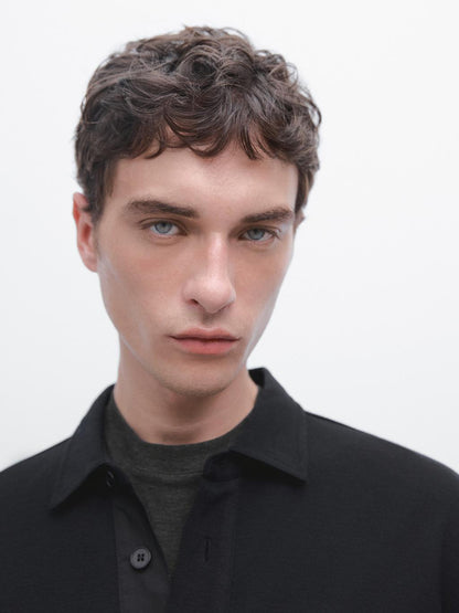 Textured long sleeve polo shirt