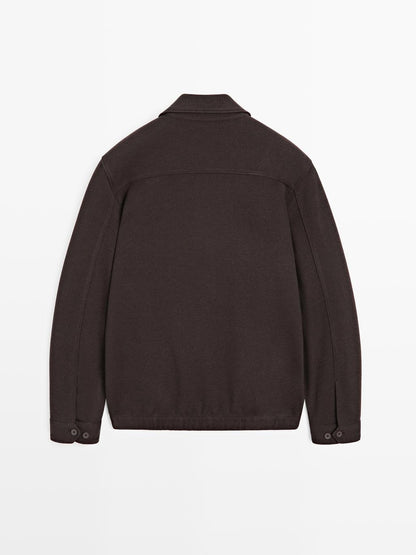 Short double wool blend jacket