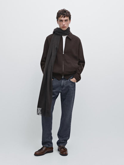 Short double wool blend jacket