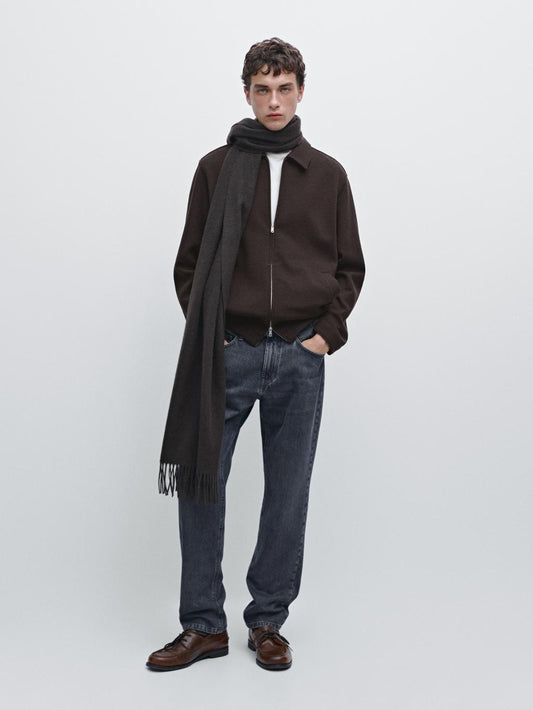 Short double wool blend jacket