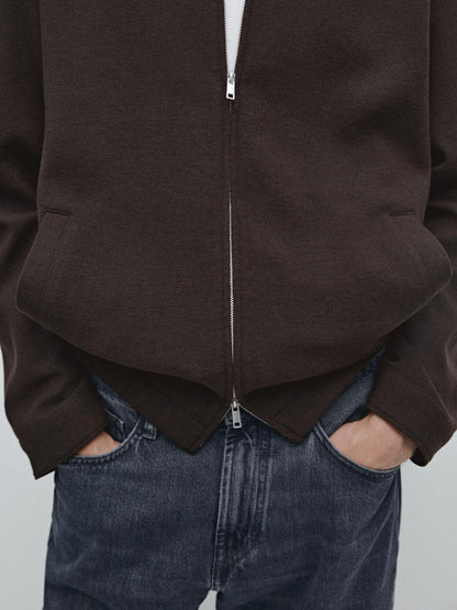 Short double wool blend jacket