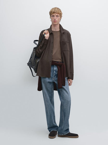 Snap-button overshirt with pocket detail