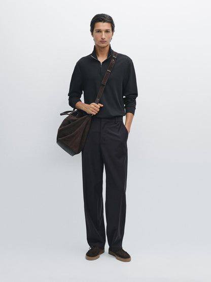 Zipped high neck polo shirt