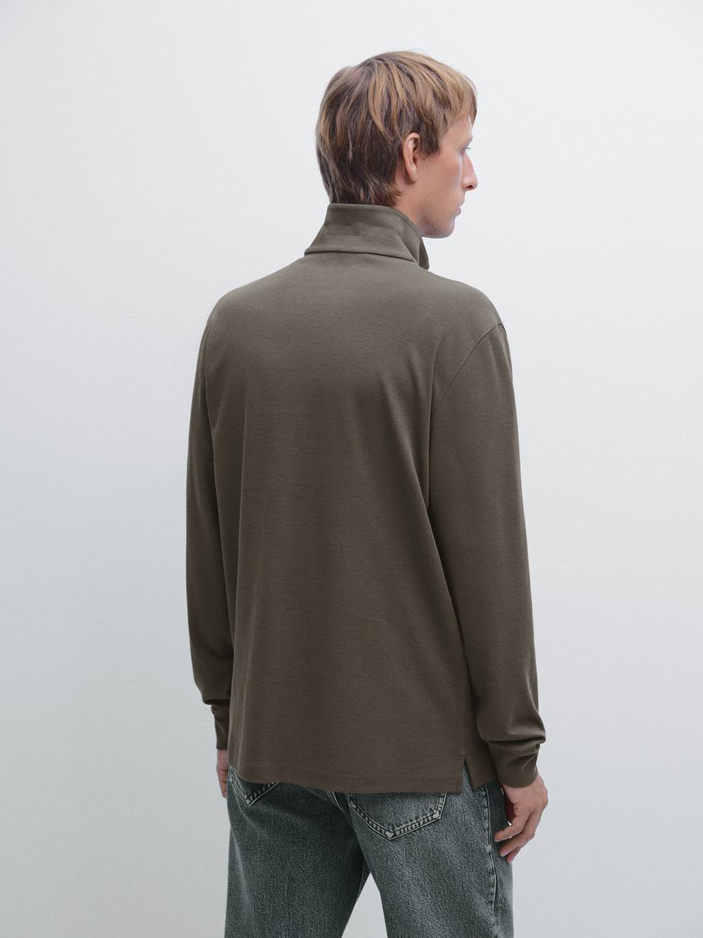 Zipped high neck polo shirt