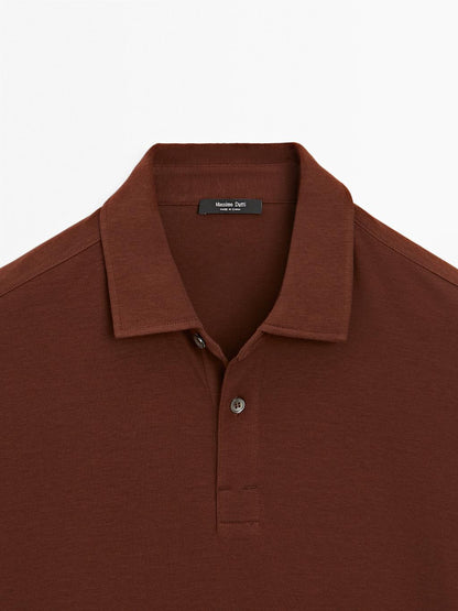 Cotton blend short sleeve polo shirt