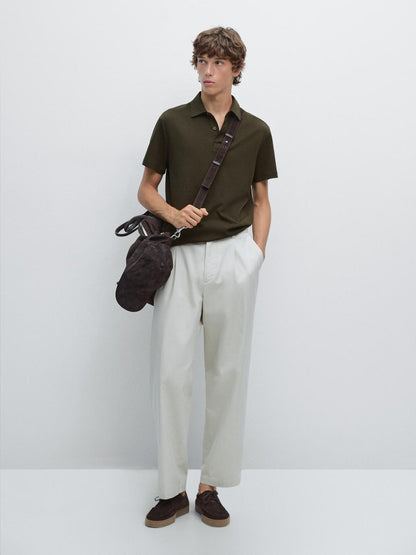 Cotton blend short sleeve polo shirt