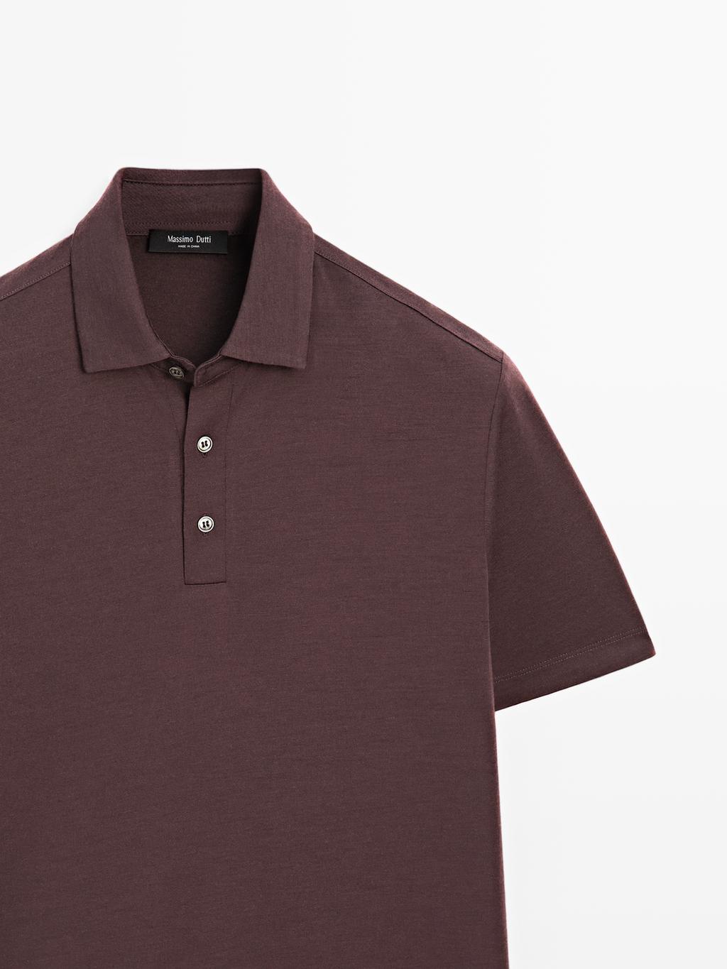 Short sleeve wool blend polo shirt