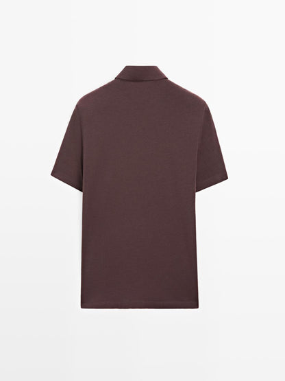 Short sleeve wool blend polo shirt