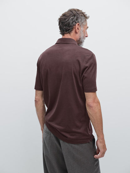 Short sleeve wool blend polo shirt