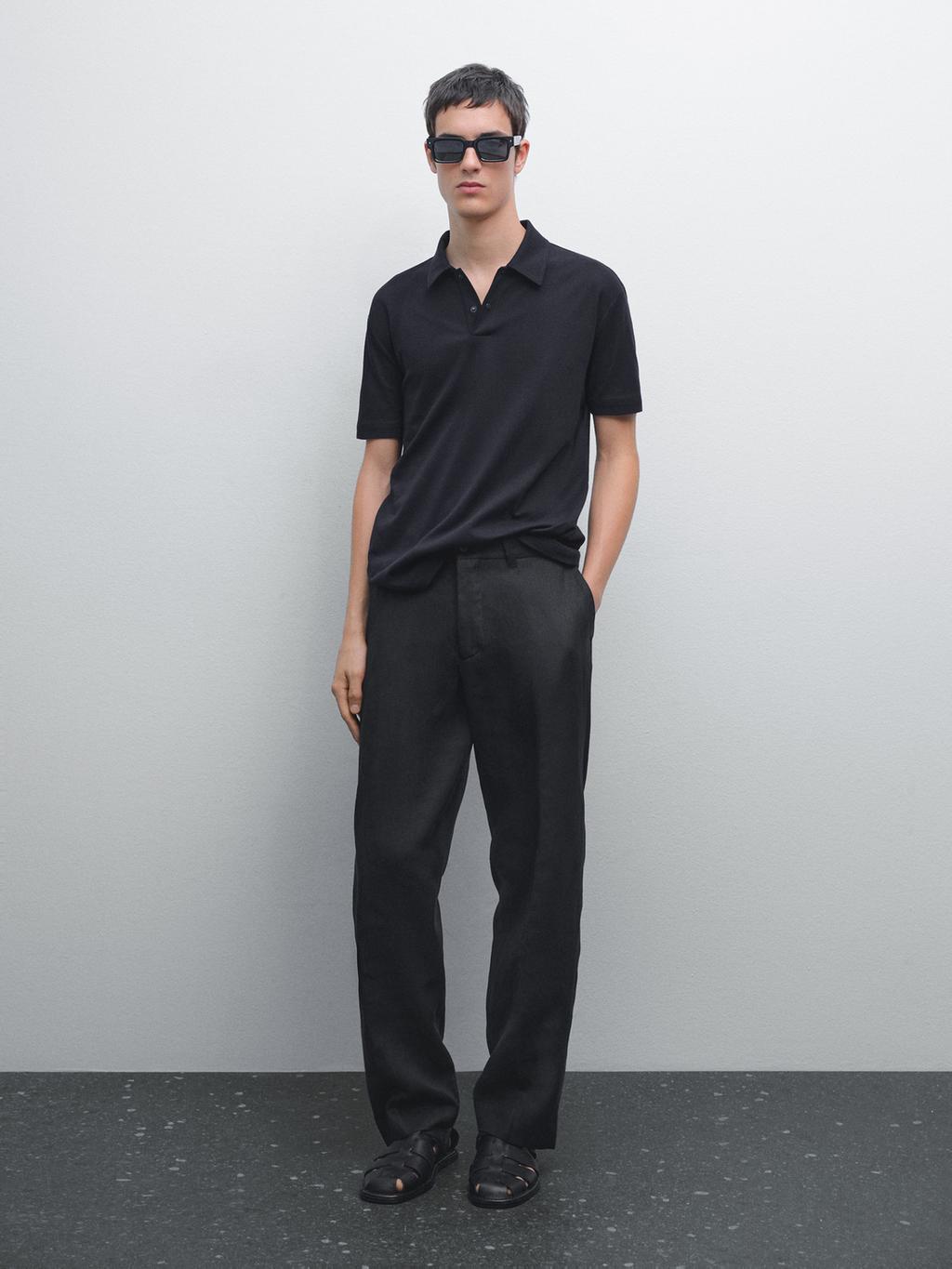 Short sleeve polo shirt with snap-button placket