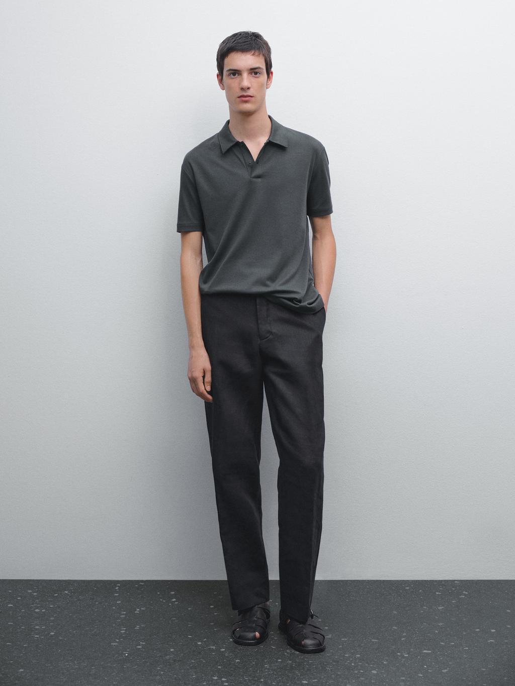 Short sleeve polo shirt with snap-button placket