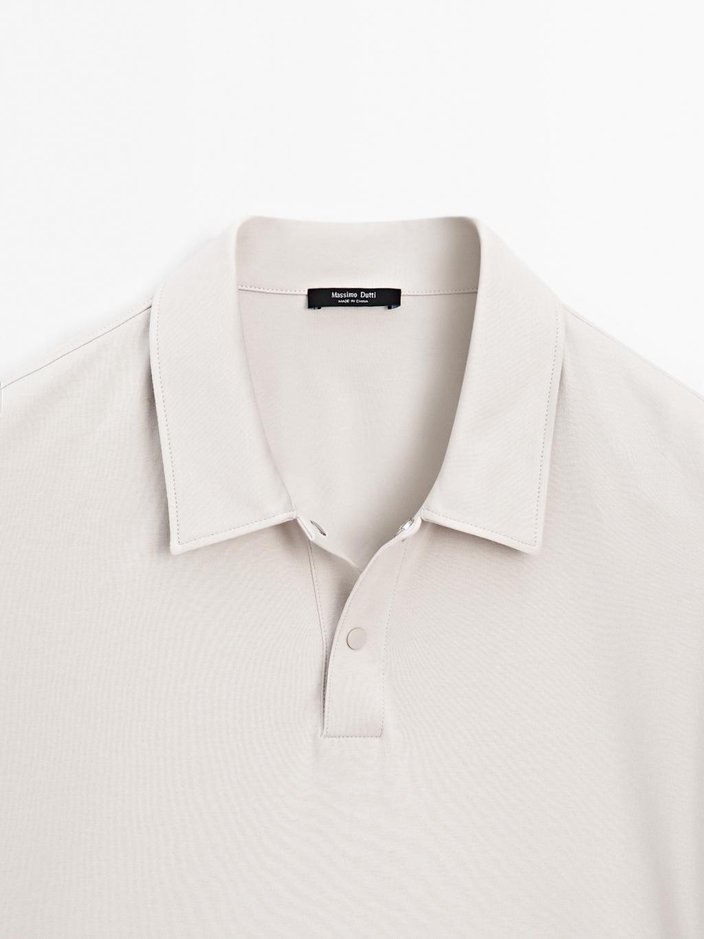 Short sleeve polo shirt with snap-button placket