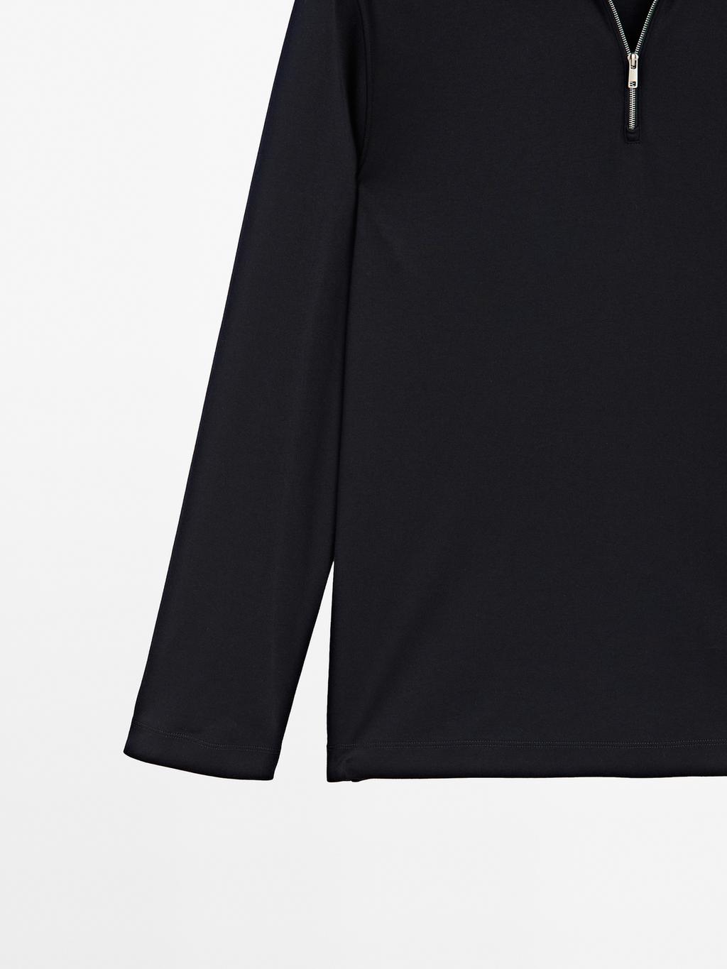Mock neck quarter zip polo shirt