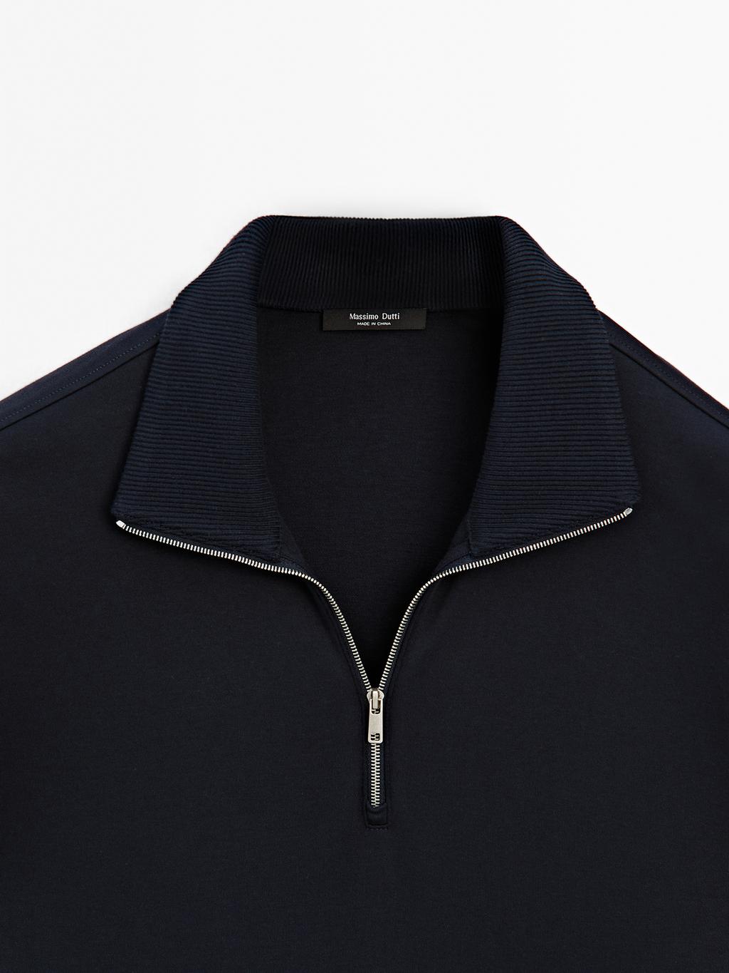 Mock neck quarter zip polo shirt