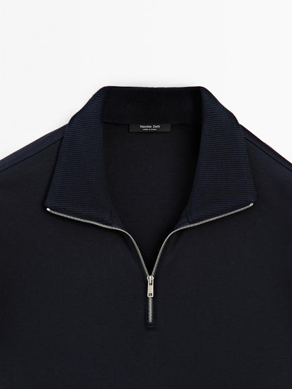 Mock neck quarter zip polo shirt