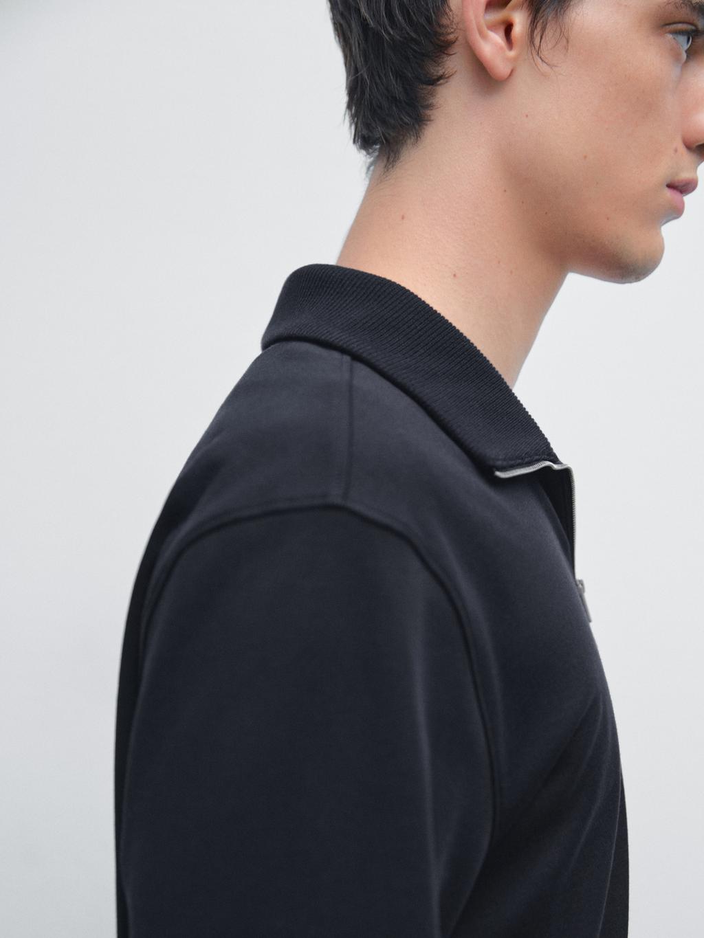 Mock neck quarter zip polo shirt