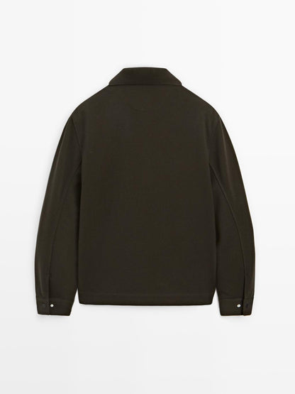 Cotton blend twill jacket with pockets